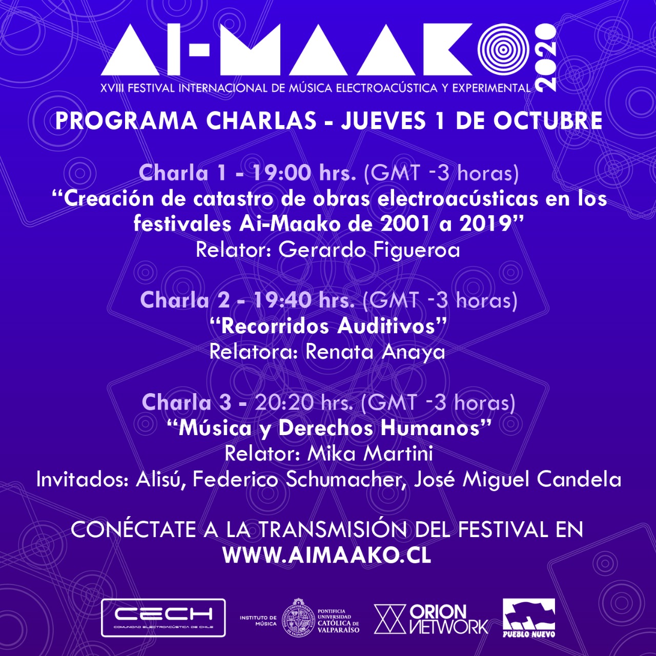 Ai-Maako 2020: Charlas